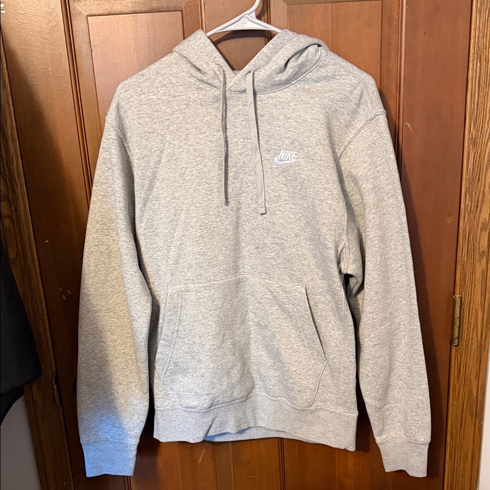 Nike Light Gray Pullover Hoodie with Small Chest Logo